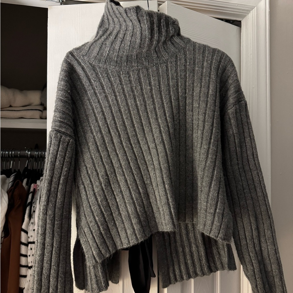 MAEVE cropped bow tie sweater